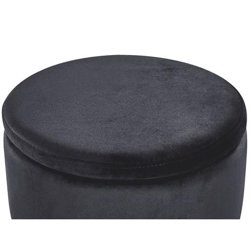 Conjunto de 2 tamboretes com arrumação DORIS Veludo Preto 3530 cm 3530 cm 4436 cm