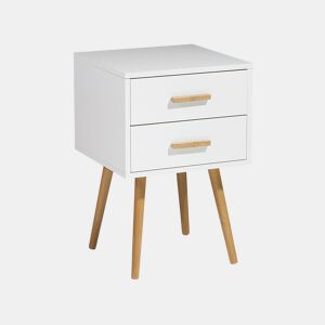 Mesa de cabeceira com 2 gavetas ALABAMA Branco