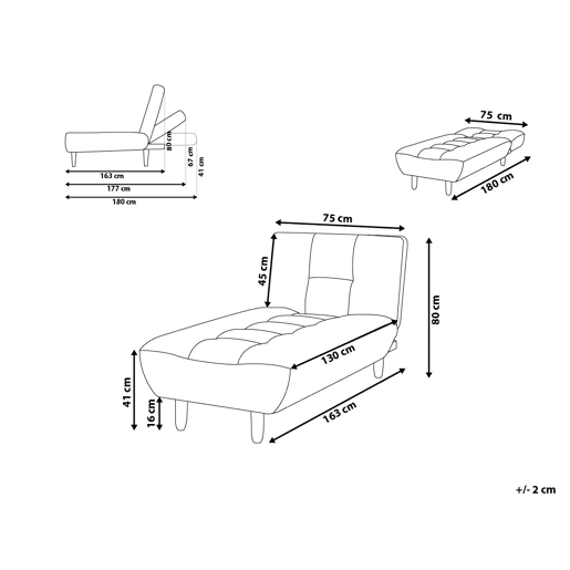 Beliani Chaise longue Poliéster ALSTEN