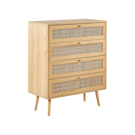 Cómoda 4 gavetas PEROTE Rattan Castanho claro