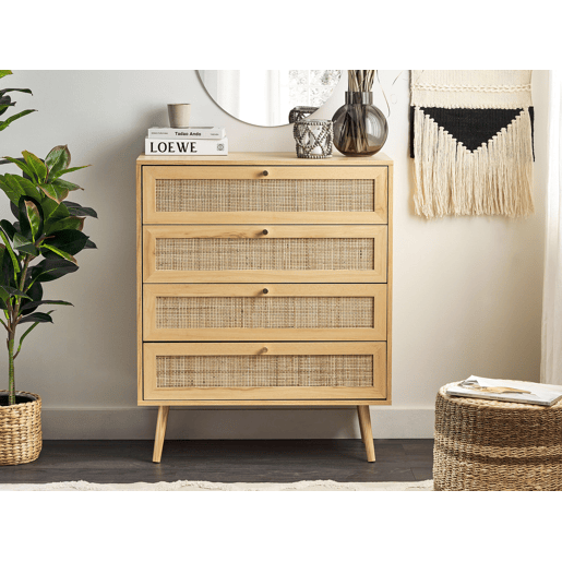 Cómoda 4 gavetas PEROTE Rattan Castanho claro