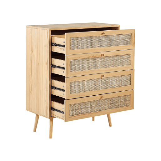 Cómoda 4 gavetas PEROTE Rattan Castanho claro