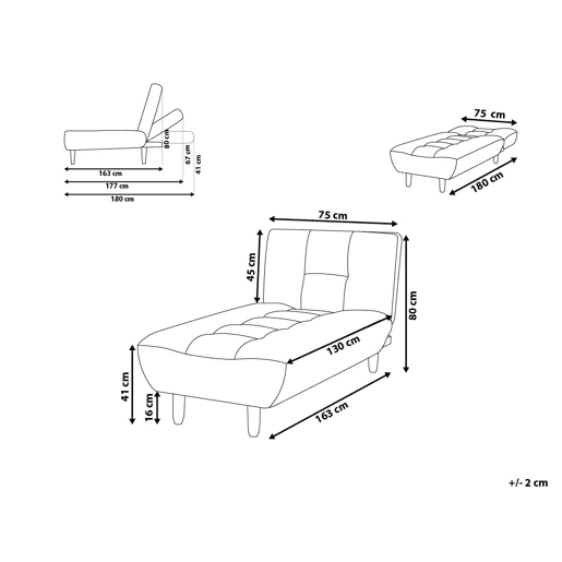 Chaise longue ALSTEN Tecido Creme Chaise longue ALSTEN Tecido Creme
