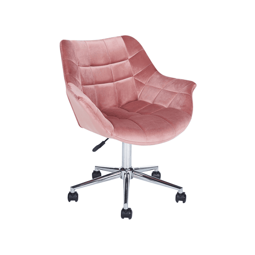 Cadeira de escritório LABELLE Veludo Rosa