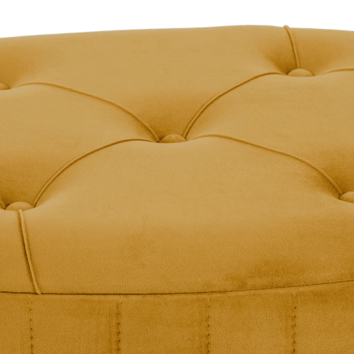Puff 80 x 80 x 46 cm Tecido Sintético Metal Ocre