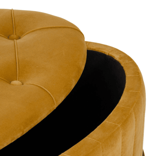 Puff 80 x 80 x 46 cm Tecido Sintético Metal Ocre
