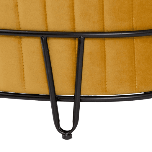 Puff 80 x 80 x 46 cm Tecido Sintético Metal Ocre