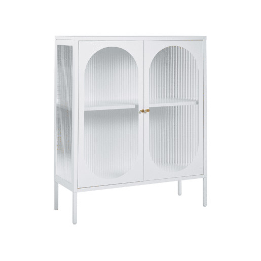 Armário com vitrine SARRE Metal 90 cm Branco