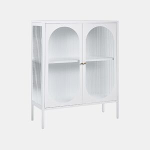 Armário com vitrine SARRE Metal 90 cm Branco