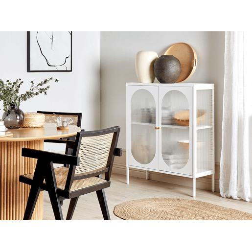Armário com vitrine SARRE Metal 90 cm Branco