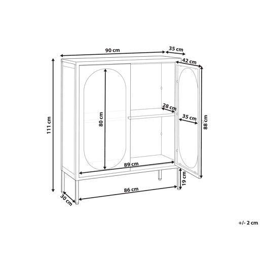 Armário com vitrine SARRE Metal 90 cm Branco