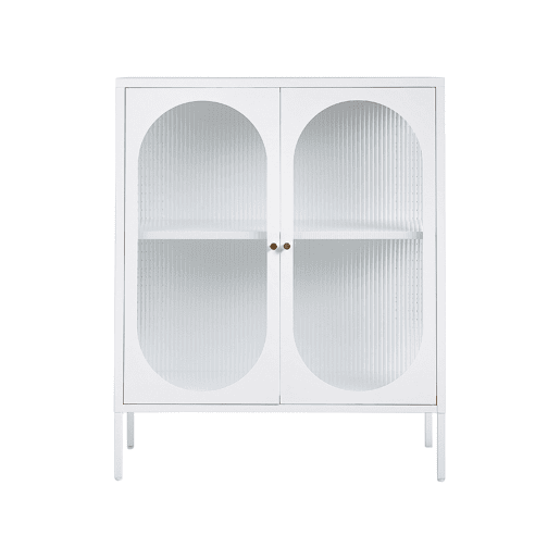 Armário com vitrine SARRE Metal 90 cm Branco