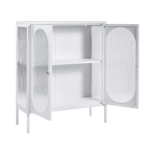 Armário com vitrine SARRE Metal 90 cm Branco