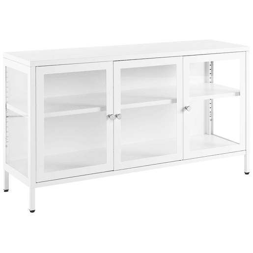 Armário com vitrine NEWPORT Metal 115 cm Branco
