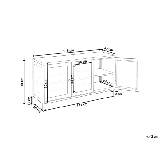 Armário com vitrine NEWPORT Metal 115 cm Branco