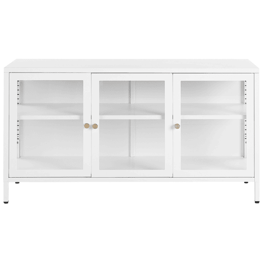 Armário com vitrine NEWPORT Metal 115 cm Branco