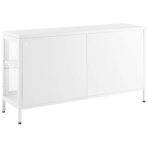 Armário com vitrine NEWPORT Metal 115 cm Branco