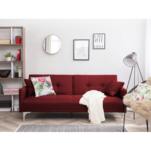 Sofá-cama LUCAN Tecido Vermelho escuro 3 lugares