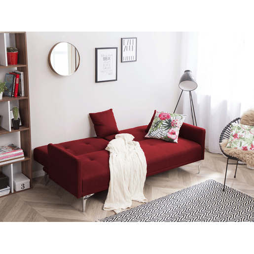Sofá-cama LUCAN Tecido Vermelho escuro 3 lugares