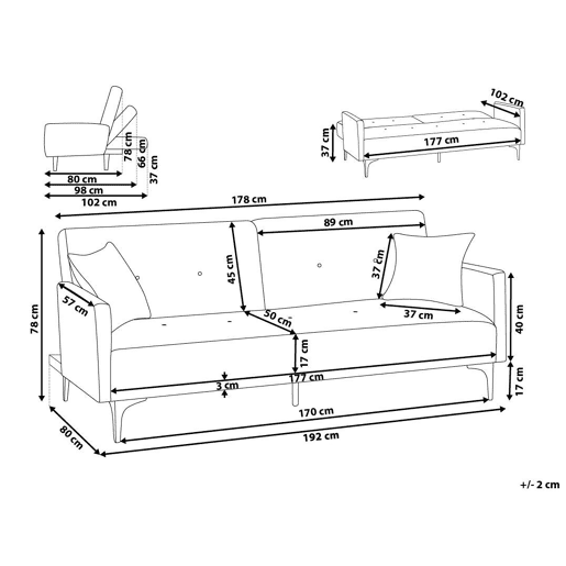 Sofá-cama LUCAN Tecido Vermelho escuro 3 lugares