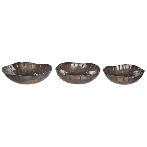 Set of 3 Decorative Bowls PINANG Metal Latão