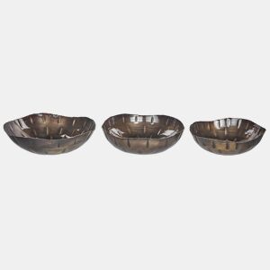 Set of 3 Decorative Bowls PINANG Metal Latão