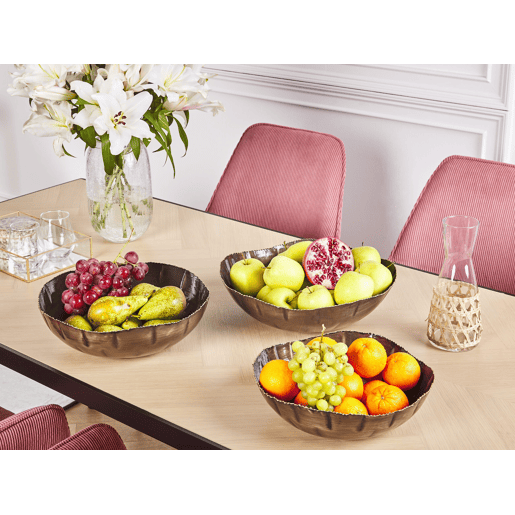 Set of 3 Decorative Bowls PINANG Metal Latão