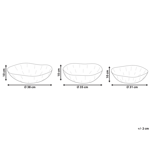 Set of 3 Decorative Bowls PINANG Metal Latão