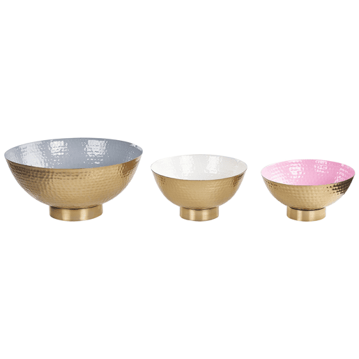 Set of 3 Decorative Bowls BARU Metal Dourado