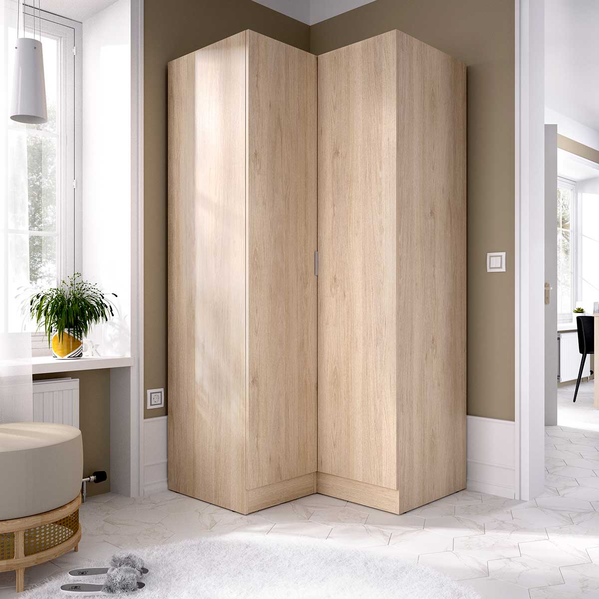 Armario esquinero essen 2 puertas 184,2x92,5x90,5 cm