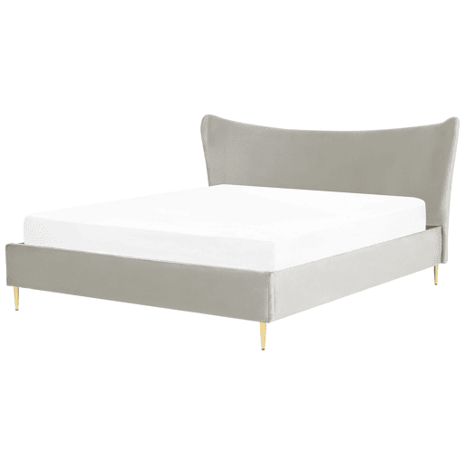 Cama Veludo CHALEIX 180 x 200 cm Cinzento claro