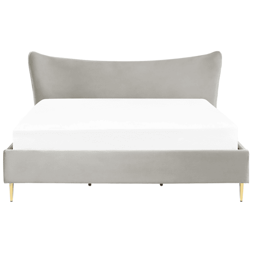 Cama Veludo CHALEIX 180 x 200 cm Cinzento claro