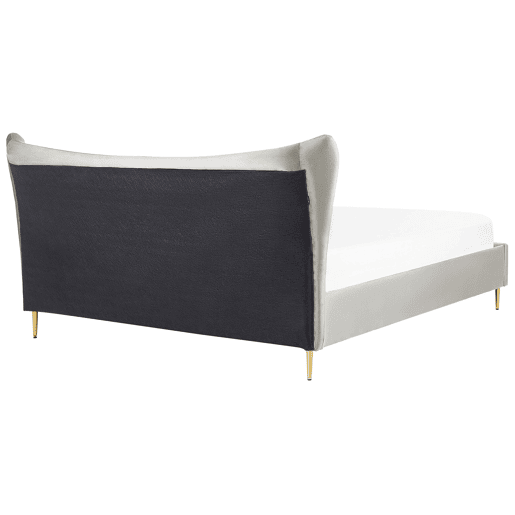 Cama Veludo CHALEIX 180 x 200 cm Cinzento claro