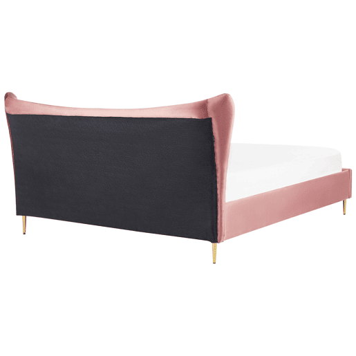 Cama Veludo CHALEIX 180 x 200 cm Rosa pêssego