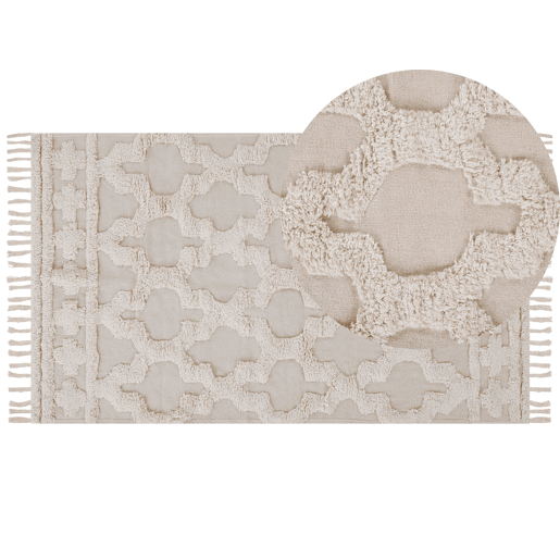 Tapete SULUOVA Creme 80 x 150 cm Algodão