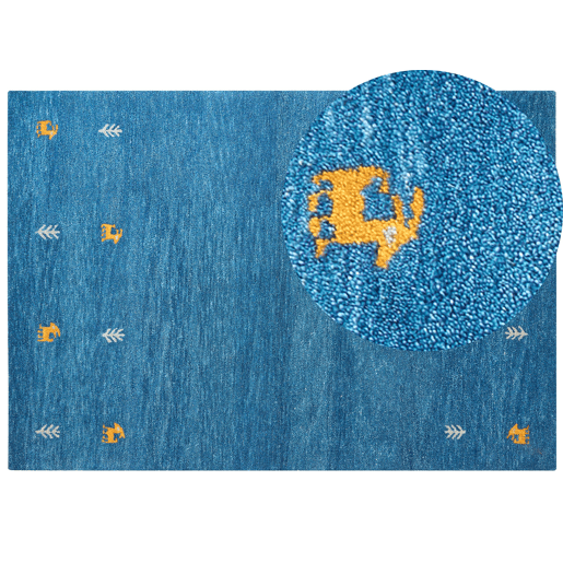 Tapete CALTI Azul escuro 160 x 230 cm Lã Gabbeh Tapete CALTI Azul escuro 160 x 230 cm Lã Gabbeh