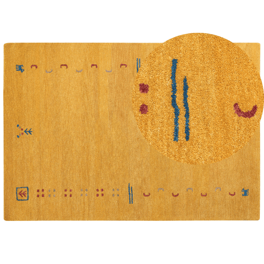 Tapete AKALAN Amarelo 160 x 230 cm Lã Gabbeh Tapete AKALAN Amarelo 160 x 230 cm Lã Gabbeh