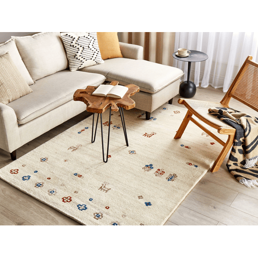 Tapete SULUCA Creme 140 x 200 cm Lã Gabbeh Tapete SULUCA Creme 140 x 200 cm Lã Gabbeh