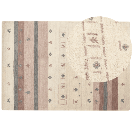 Tapete KARLI Creme 160 x 230 cm Lã Gabbeh Tapete KARLI Creme 160 x 230 cm Lã Gabbeh