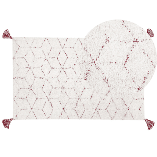 Tapete SAKARYA Branco 80 x 150 cm Algodão Tapete SAKARYA Branco 80 x 150 cm Algodão