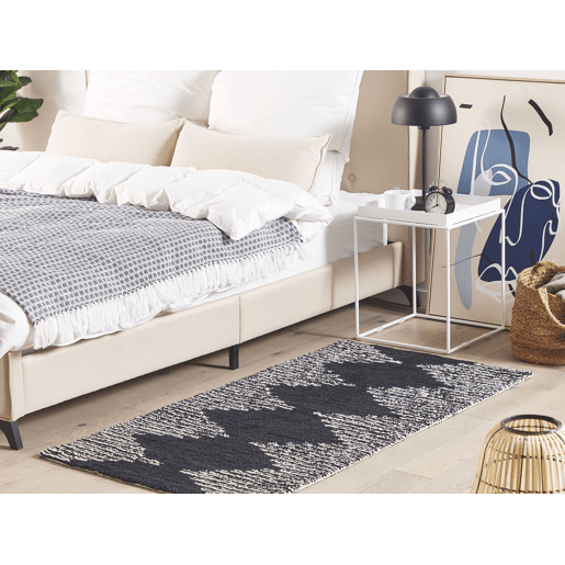 Tapete BATHINDA PretoBranco 80 x 150 cm Algodão