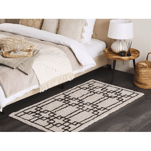 Tapete TURHAL Creme 80 x 150 cm Algodão
