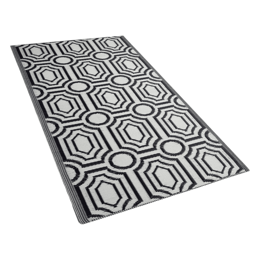 Tapete de exterior BIDAR Preto 90 x 180 cm Reversível