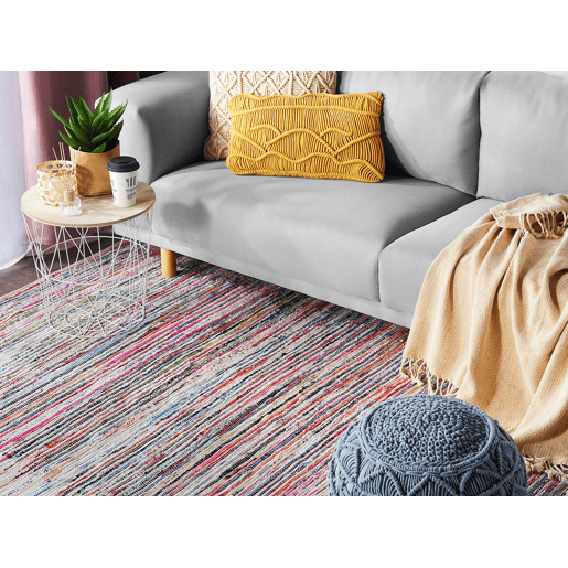 Tapete MERSIN Multicolor 140 x 200 cm Algodão Tapete MERSIN Multicolor 140 x 200 cm Algodão