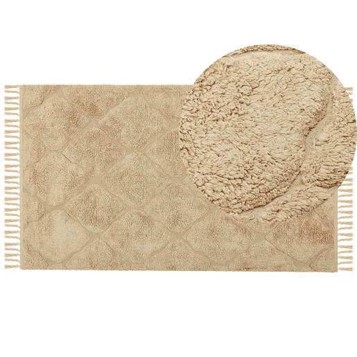 Tapete SANLIURFA Cor de areia 80 x 150 cm Algodão