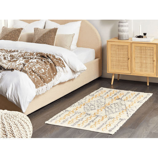 Tapete KADAPA Creme 80 x 150 cm Algodão