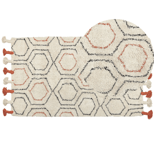 Tapete HAJIPUR Creme 80 x 150 cm Algodão