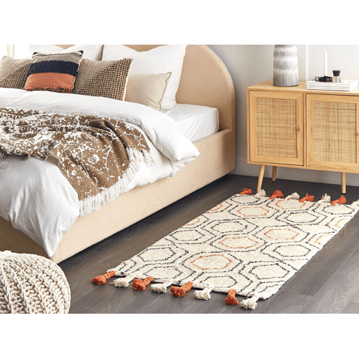 Tapete HAJIPUR Creme 80 x 150 cm Algodão