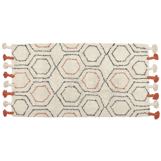 Tapete HAJIPUR Creme 80 x 150 cm Algodão