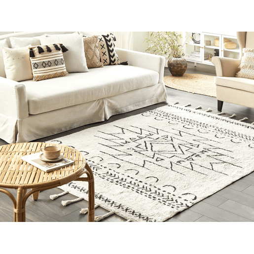 Tapete KHOURIBGA Branco creme 140 x 200 cm Algodão